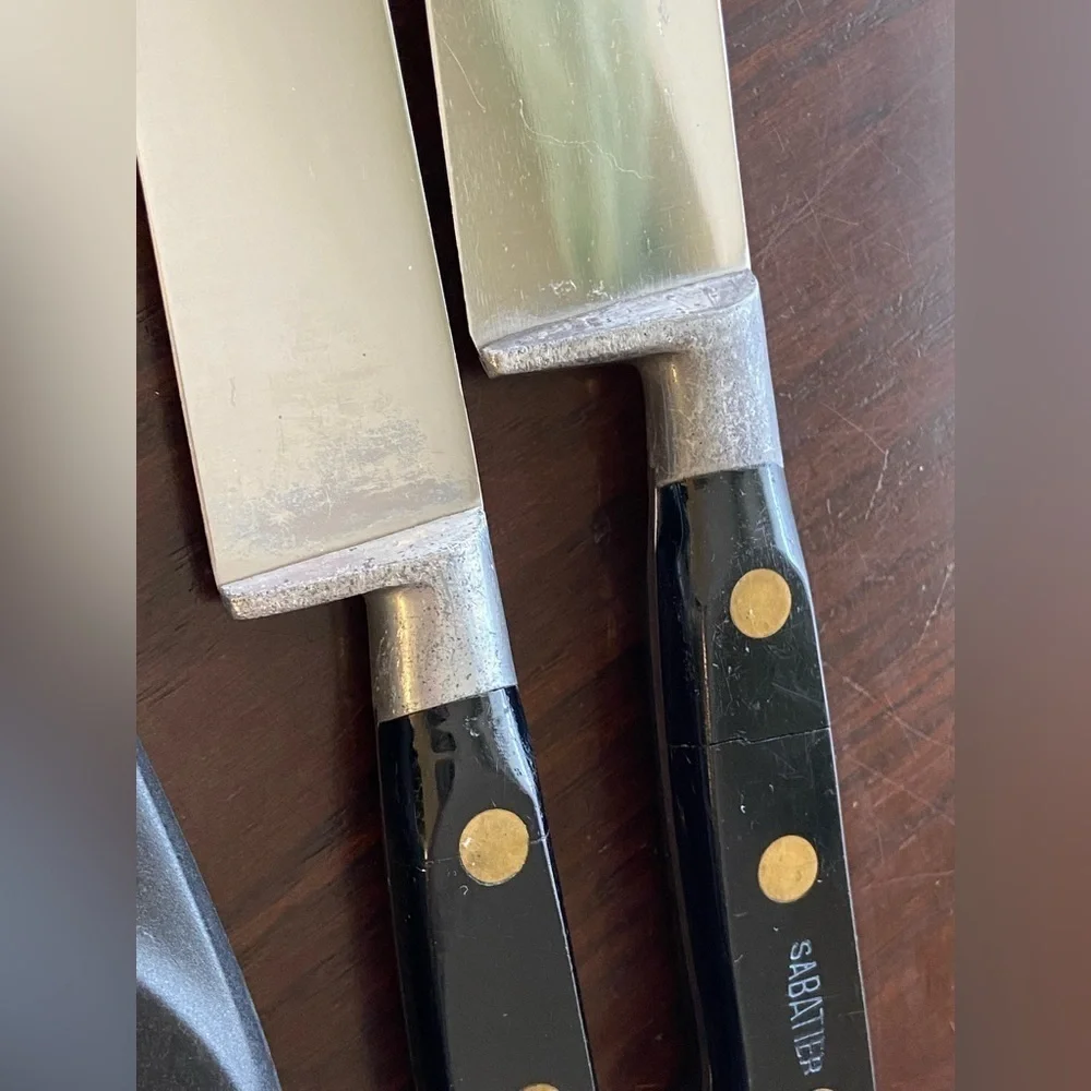 Vintage Lot of 3 Sabatier Authentique Chef Carbon Steel Knives 8” 9.5” France